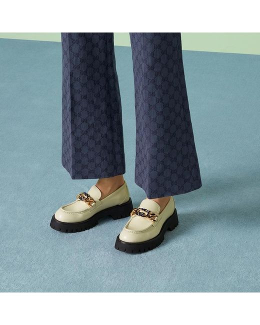 Gucci GG Leather Loafer in White Lyst UK
