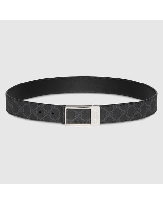 Gucci Black Reversible Belt With Rectangular Buckle, Size 100 for men