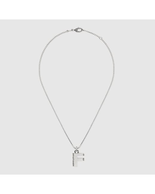 メンズ Gucci 公式 グッチ シルバー イニシャルネックレス F スターリングシルバーundefined Lyst