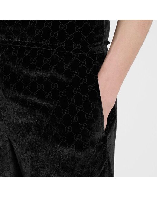Gucci Black Gg Velvet Devoré Sportswear Pants for men