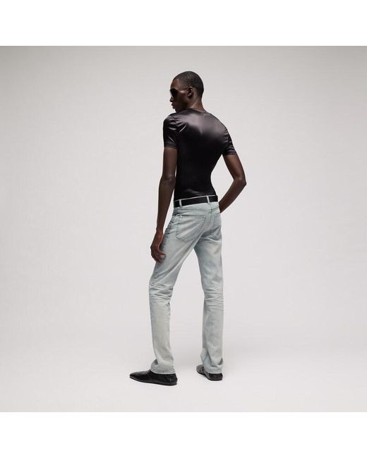 Gucci Gray Slim Fit Marbled-Wash Cotton Denim Pants for men