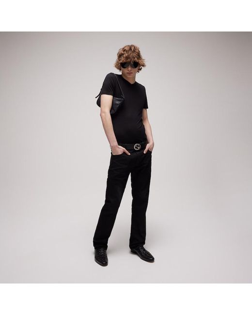 Gucci Black Cotton Denim Pants With Embroidery for men