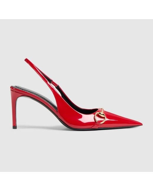 Gucci Red Donna Slingback Pump, Leather