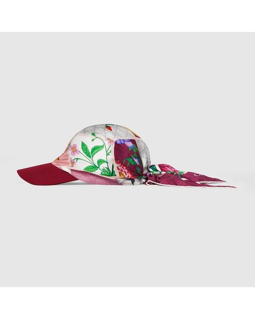 Gucci Purple Printed Silk Baseball Cap
