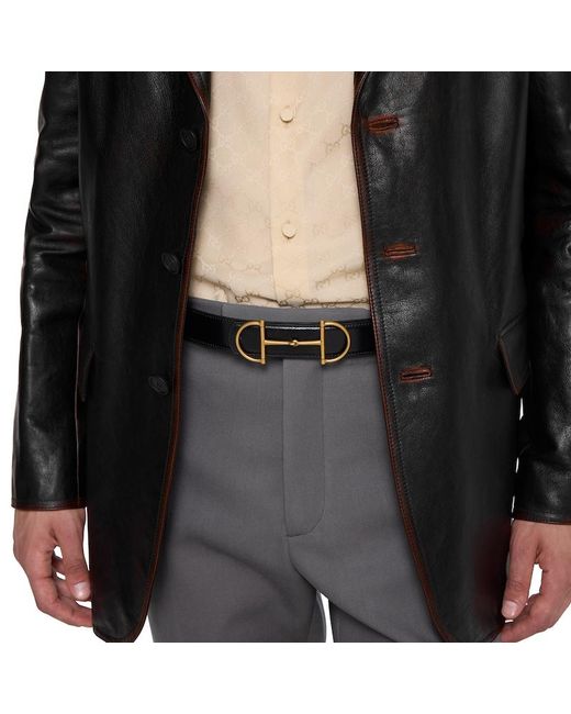 グッチ　ベルト　ホースビット　ブラック　レザー Gucci ホースビット レザー ベルト | ブラック | FARFETCH JP