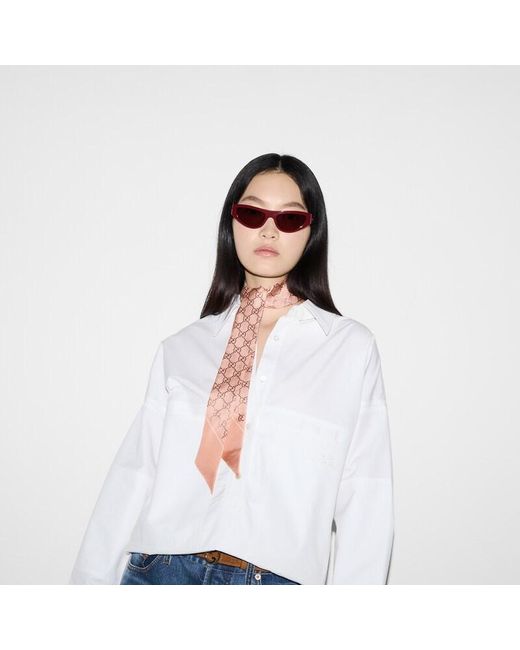Gucci White Printed Silk Ribbon