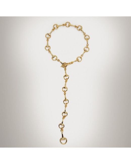Gucci Metallic Horsebit Lariat Necklace, -Toned Metal