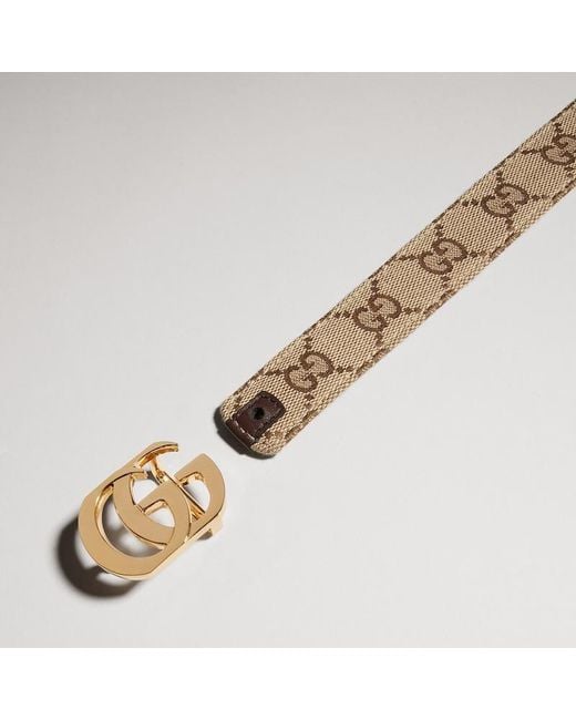 Gucci Brown Reversible Belt With Double G Buckle, Size 100