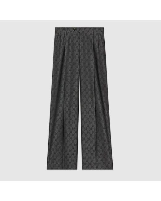 Gucci 【公式】 (グッチ)GGウール パンツグレー&アイボリーグレー Gray