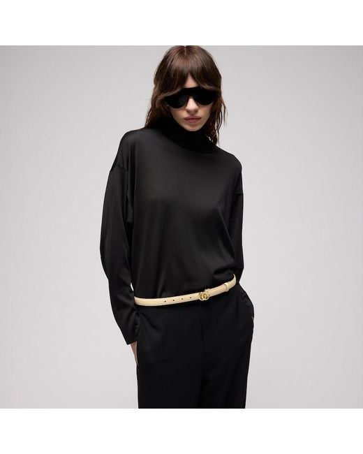 Gucci Metallic Gg Marmont Thin Belt, Size 70, Leather