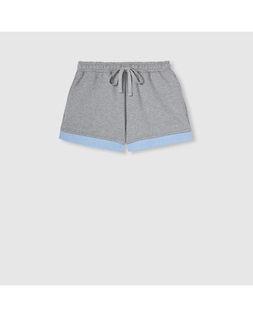 Short En Jersey De Coton Avec Broderie, Taille Gucci en coloris Gray