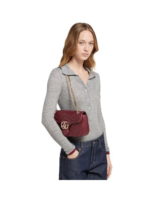 Gucci Red Gg Marmont Medium Shoulder Bag