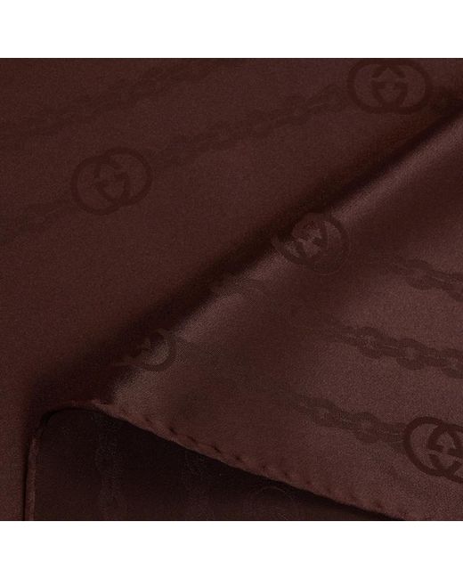Gucci Brown Interlocking G Chain Silk Diamond Scarf
