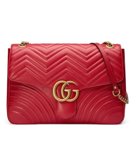 Gucci GG Marmont Matelassé Leather Shoulder Bag in Red
