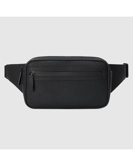 Gucci Black GG Rubber-effect Belt Bag for men