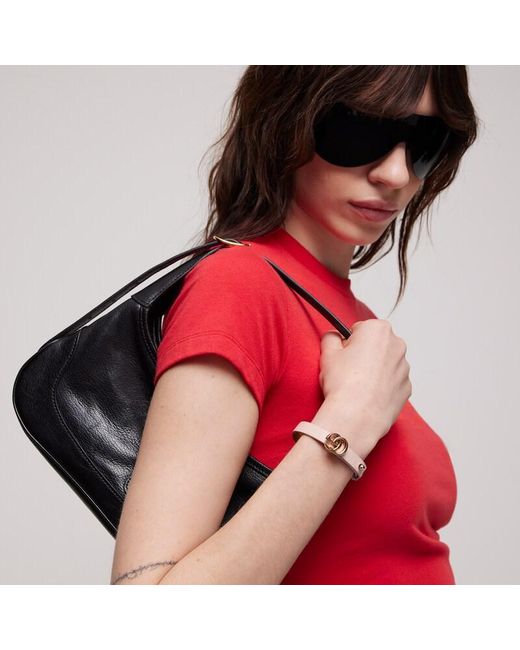 Gucci Metallic Leather Bracelet With Double G
