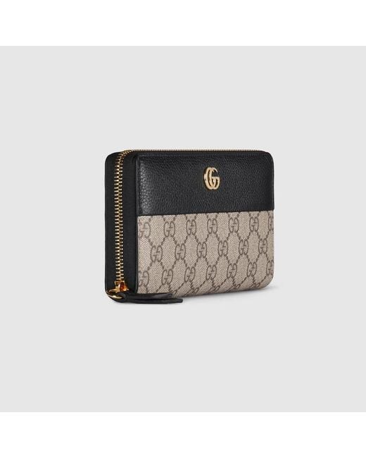 Portafoglio Gg Marmont Bicolore Con Cerniera di Gucci in Black