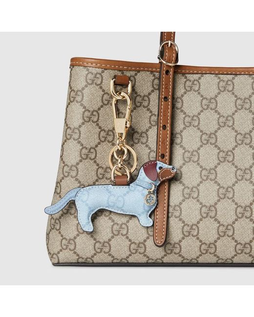 Gucci ドッグ シェイプ バッグ チャーム, ブルー, Ggキャンバス Blue