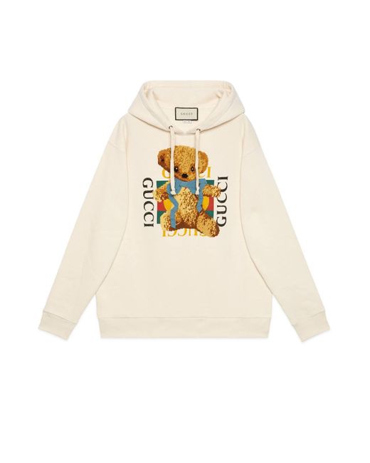 Gucci Natural Oversize Sweatshirt With Logo And Teddy Bear