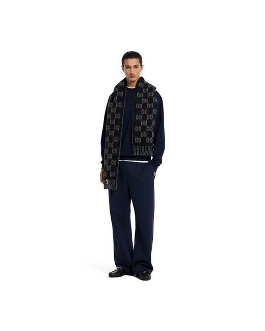 Gucci Black Gg Alpaca Wool Scarf for men