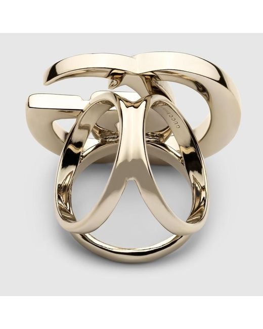 Gucci Metallic Double G Carré Ring