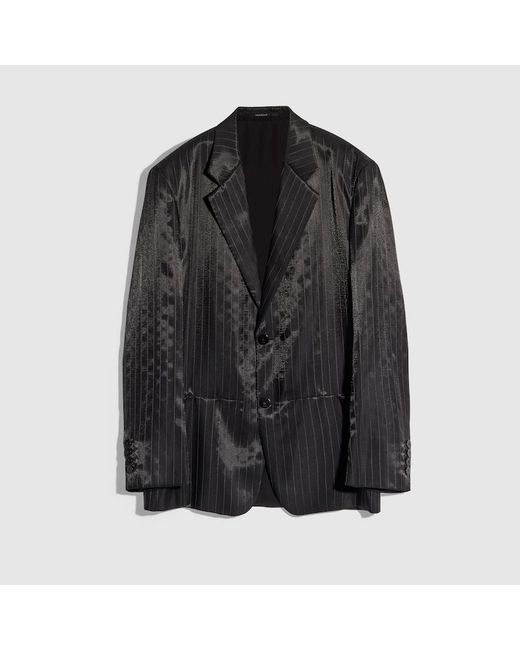 Gucci Black Pinstripe Wool Silk Jacket, Size 42 It, Ready-To-Wear