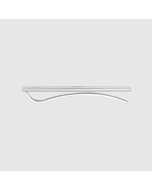 Gucci Metallic Diagonal Interlocking G Tie Bar