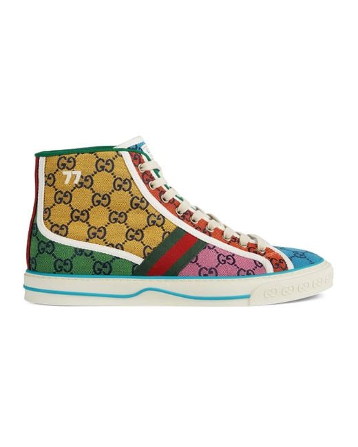 Gucci Yellow GG Multicolour Tennis 1977 High-top Sneakers for men