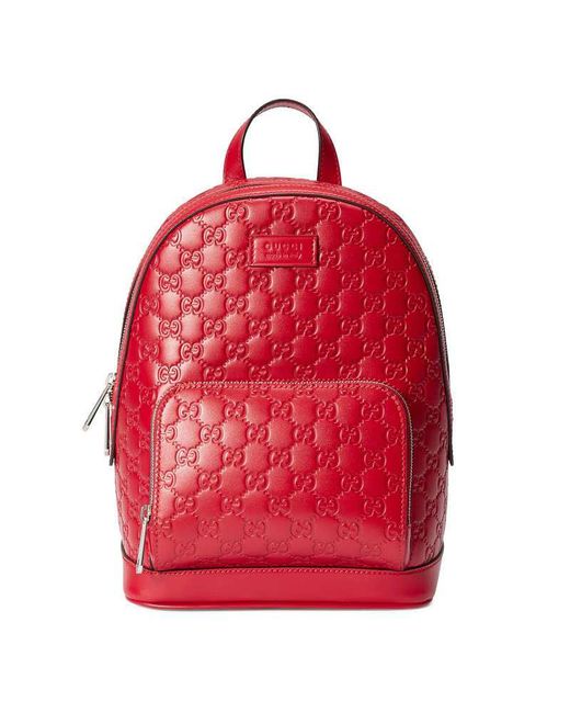 Gucci Signature Leather Backpack in Red