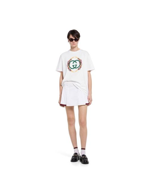 Gucci White Cotton Jersey T-Shirt With Print