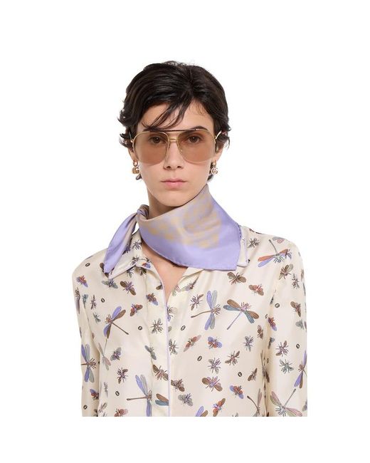 Gucci Purple Gg Silk Twill Bandana