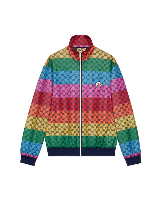 Gucci Red gg Multicolour Jersey Jacket for men