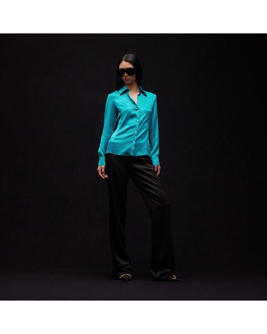 Gucci Blue Silk Satin Shirt