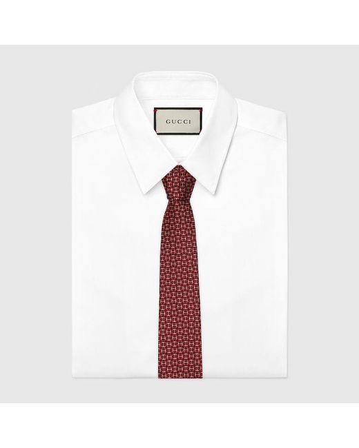Gucci Red Horsebit Silk Jacquard Tie for men