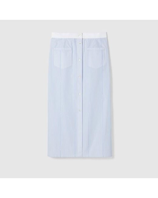 Gucci Blue Cotton Fil Coupé Skirt