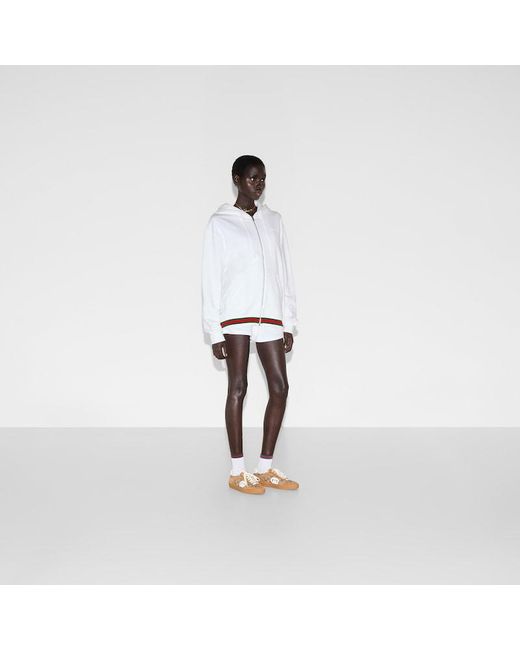 Gucci ウェブ ストライプ コットンジャージー スウェットシャツ, ホワイト, ウェア White