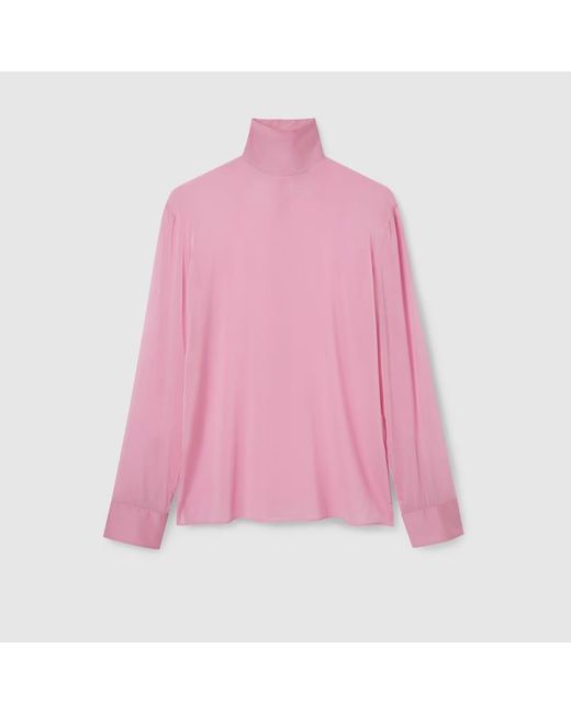 Gucci Pink Silk Stretch Chiffon Shirt, Ready-To-Wear