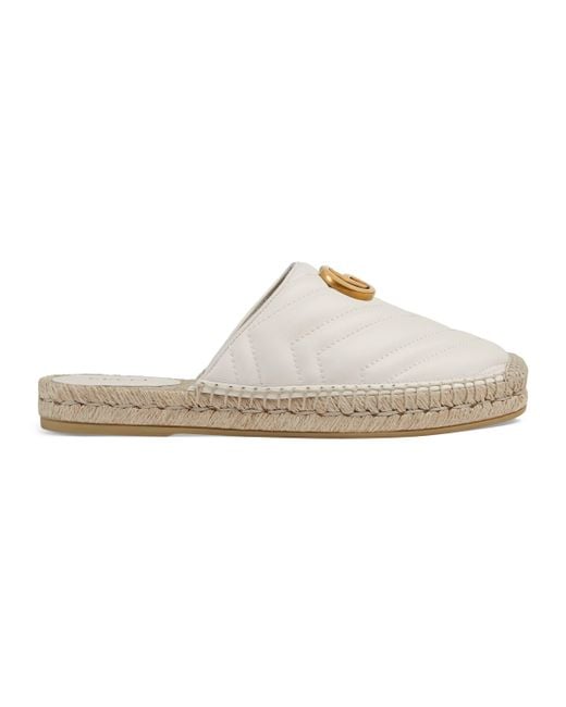 Gucci White Double G Leather Espadrille