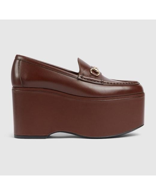Gucci Brown Horsebit Platform Loafer