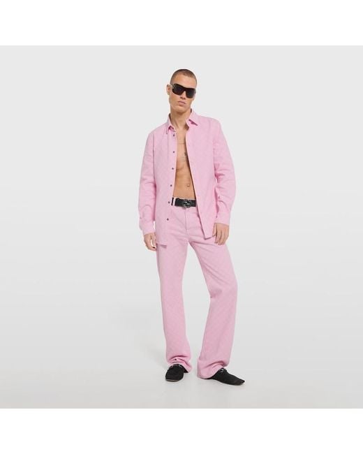 Gucci Pink Dyed Gg Cotton Denim Jacquard Shirt for men