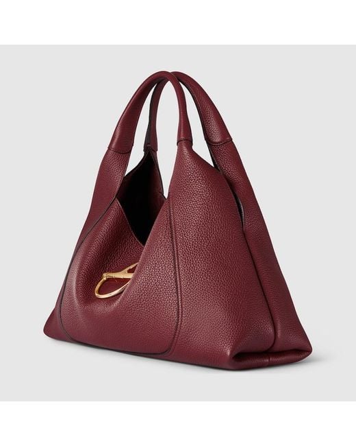 ＊GUCCI＊ グッチ ソフトビット マキシ ショルダーバッグ グッチ ソフトビット〕マキシ ショルダーバッグブラウン レザー