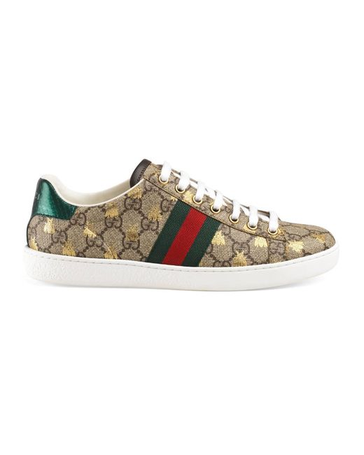 Gucci Red Women's Ace GG Supreme Sneaker With Bees