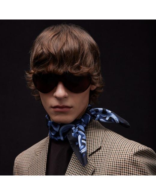 Gucci Blue Printed Silk Pocket Square for men