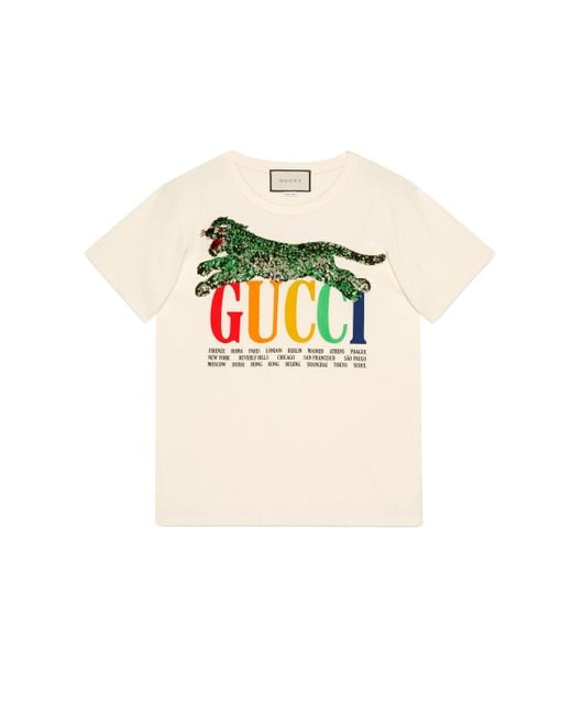Camiseta Cities con tigre Gucci de color Blanco