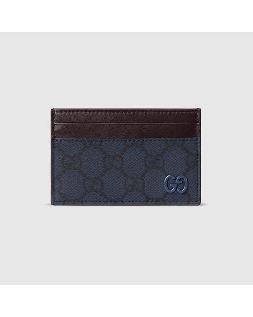 Gucci Blue Bordeaux Trim Gg Card Case, Gg Canvas for men
