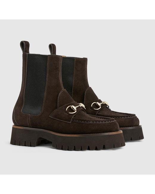 Gucci Brown Damenstiefelette Mit Horsebit, Größe