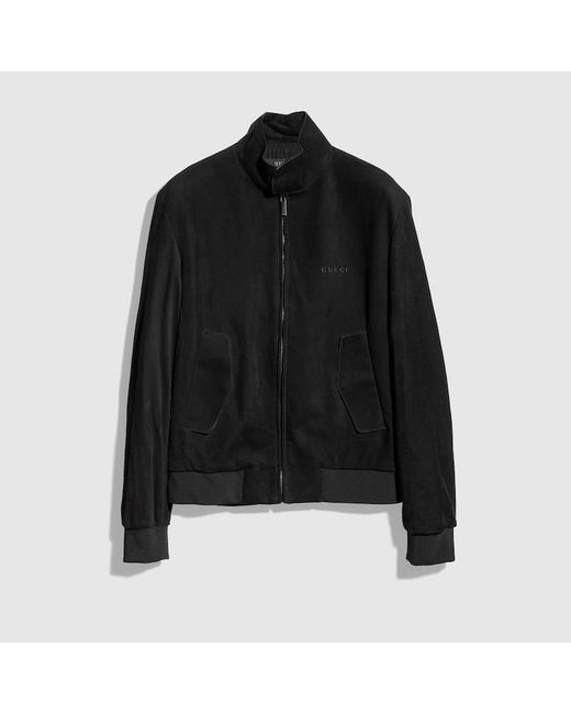 Gucci Black Soft Light Suede Bomber Jacket for men