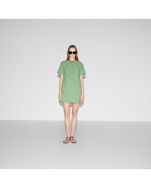 Gucci コットンブークレ ミニドレス, グリーン, ウェア Green