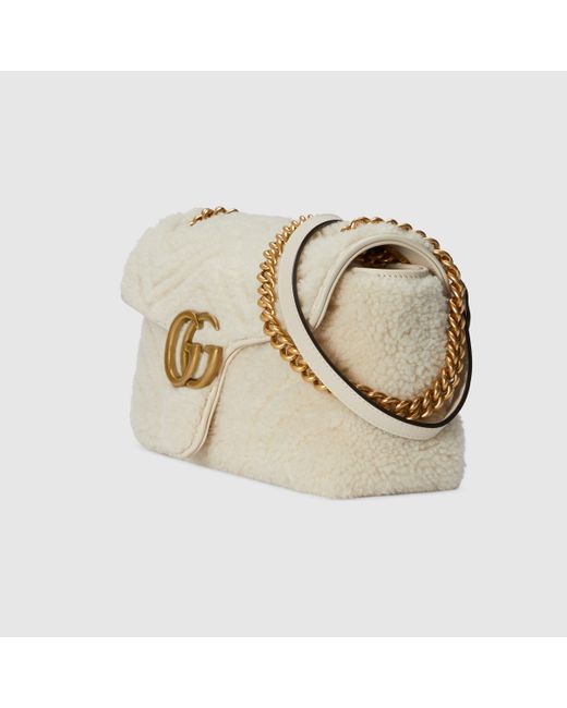 Gucci 〔GGマーモント〕スモール ショルダーバッグ, ホワイト, Leather Natural