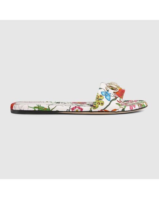 Gucci Multicolor Slide Sandal With Horsebit, Fabric